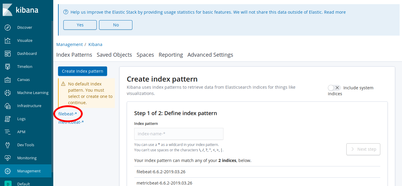 Kibana 6 Index Patterns