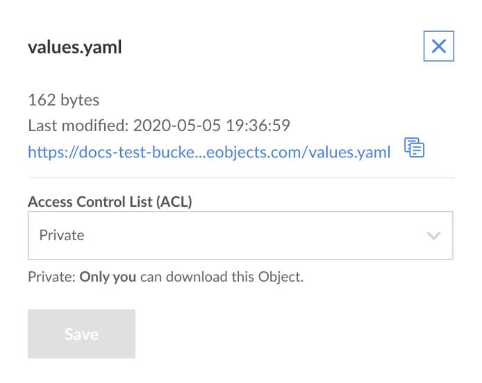 Object Storage Object ACL Panel